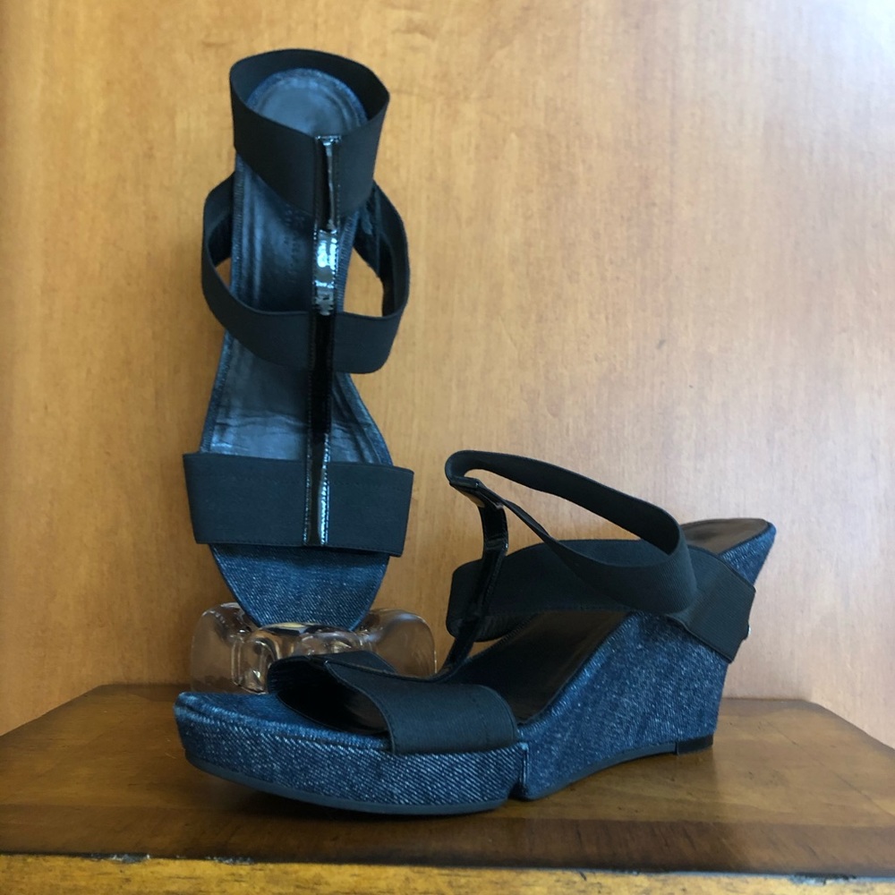 Donna Karan Denim Strappy Sandals